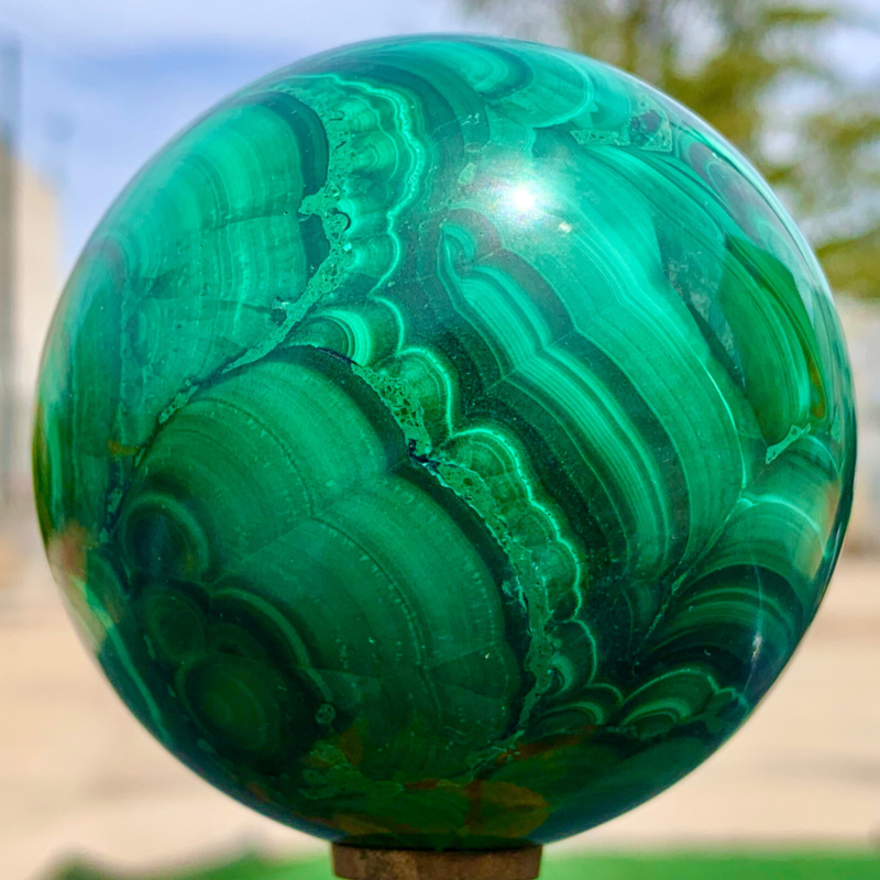 1.34LB Natural malachite egg quartzcrystal energy ball reiki healing