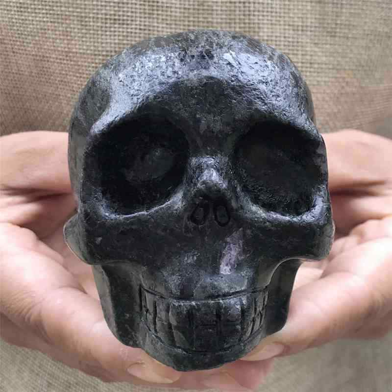 0.56kg Natural black jade quartz skull carved Quartz Crystal skull Healing