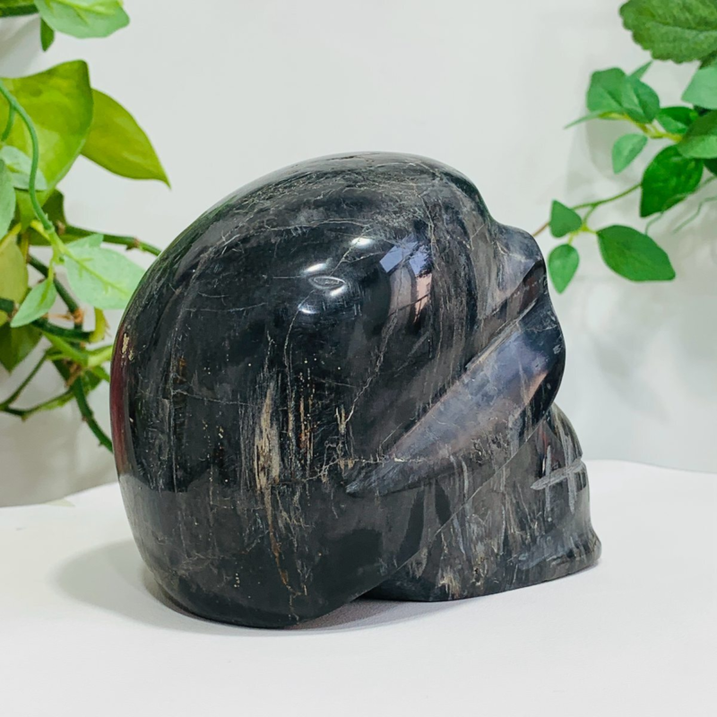 1877g Natural Crystal Jade Hand Carved Quartz Skull Medium Energy Reiki Healing