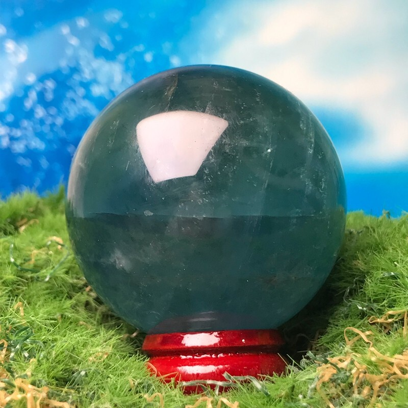 193G Natural Blue Fluorite Quartz Crystal Ball Sphere Polished Mineral Healing