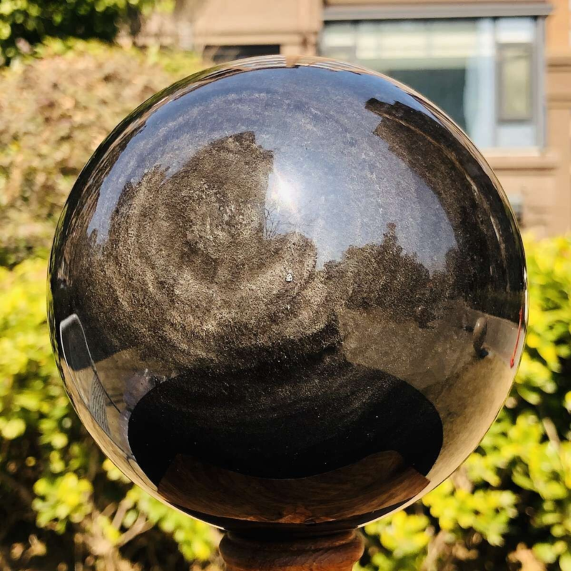 4.55LB Natural Beautiful Silver obsidian ball Quartz Crystal Sphere Healing 354