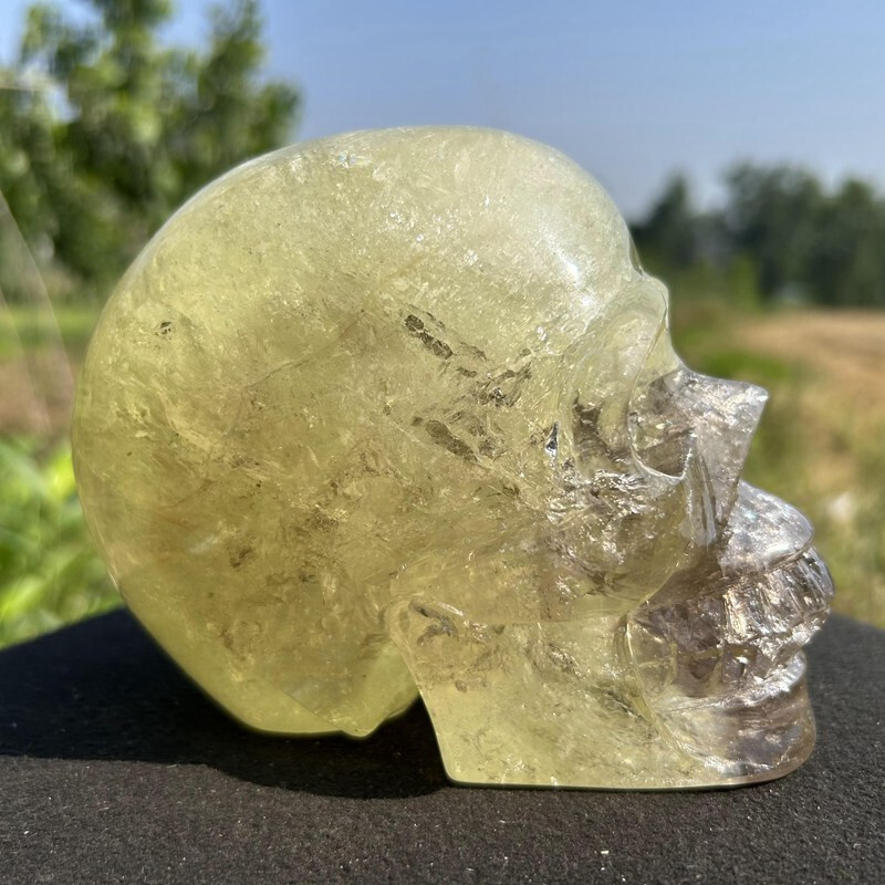 4.2LB Natural smoky citrine Skull Hand Quartz Crystal Skull Reiki Healing