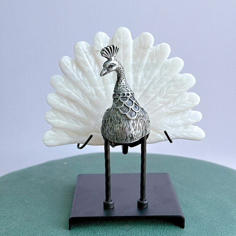 Variety of Materials Available Crystal Peacock Tails With Stand Reiki Heal
