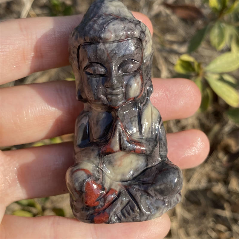 1pc Natural stone Buddha hand carved Quartz Crystal stone skull Reiki healing