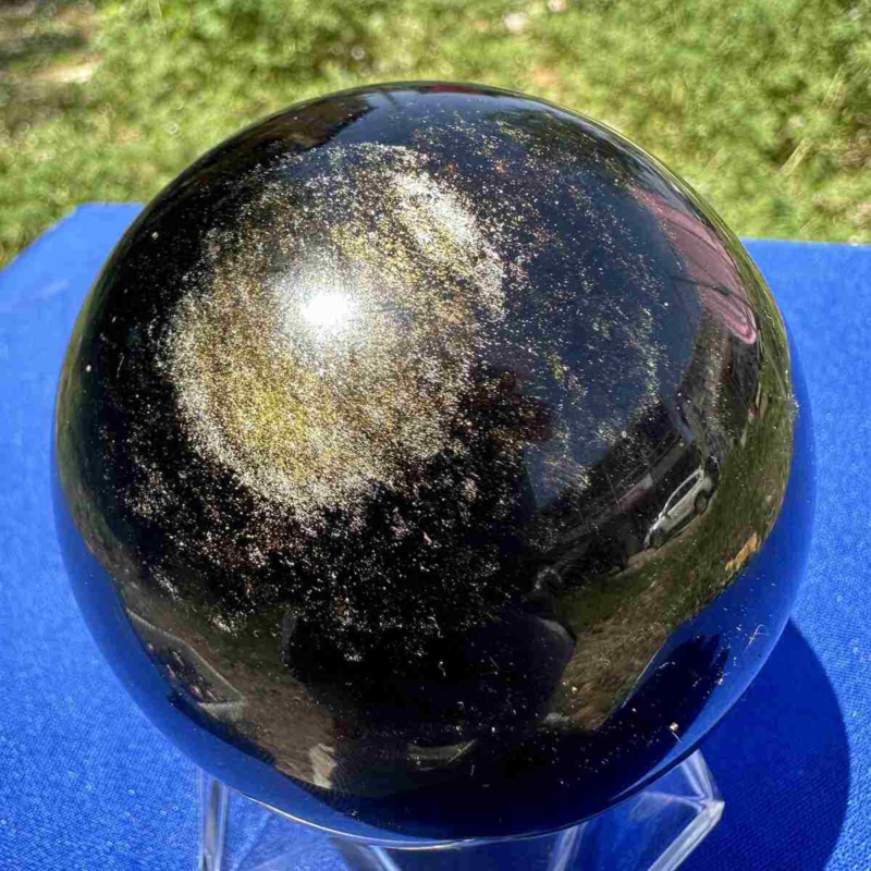 460g natural Gold obsidian sphere quartz crystal polished ball healingg550