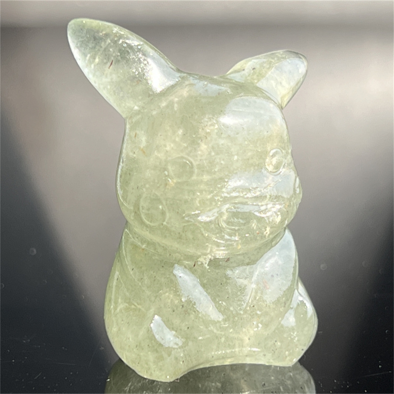 1.5" Natural quartz carved Pikachu skull Quartz crystal skull reiki healing
