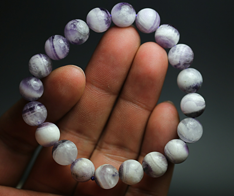 132.8Ct Natural Purple Crystal Amethyst "pyramid" Quartz Polished Bracelet 9mm