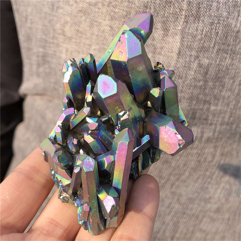 190g Electroplate Rainbow cluster quartz crystal mineral specimen reiki healing