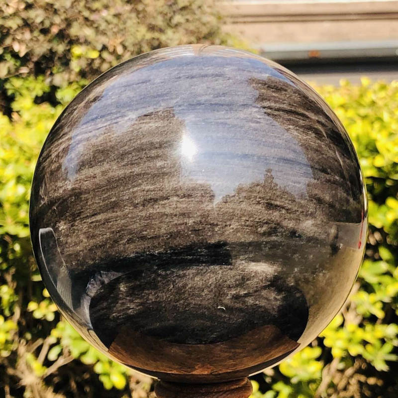 4.2LB Natural Beautiful Silver obsidian ball Quartz Crystal Sphere Healing 348