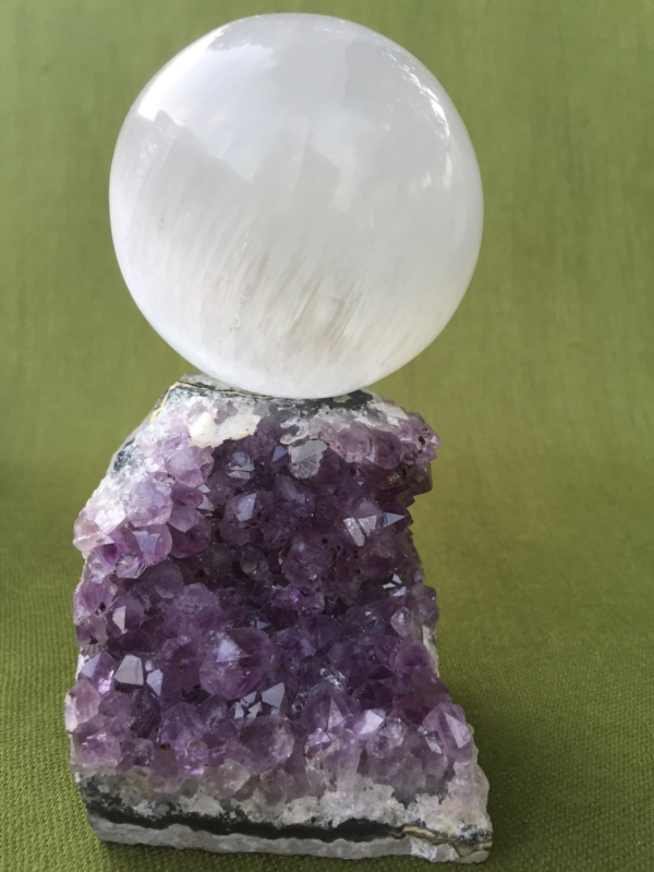 60 mm Selenite Sphere With Stand White Selenite Crystal Sphere Gypsum Reiki Heal