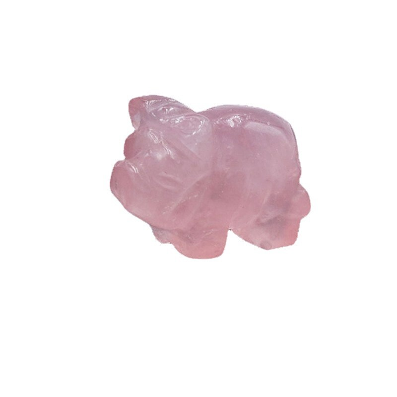 10Pcs Natural Rose Quartz Mini Crystal Piggy Animal Carved Chakra Gemstone Decor
