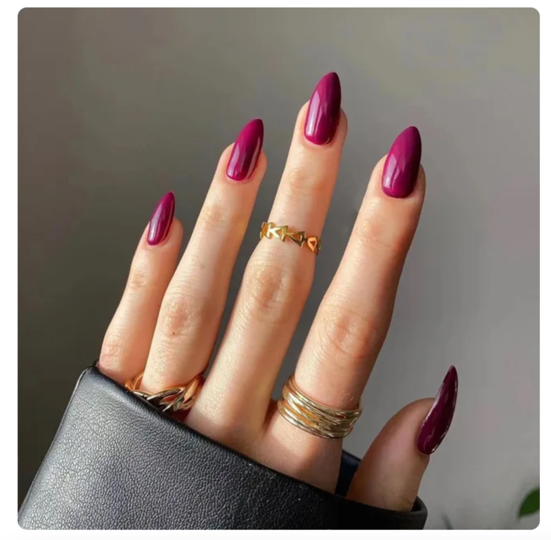 24 Full Colour Press On False Nails With Glue Reusable Mid Length Stiletto Tips