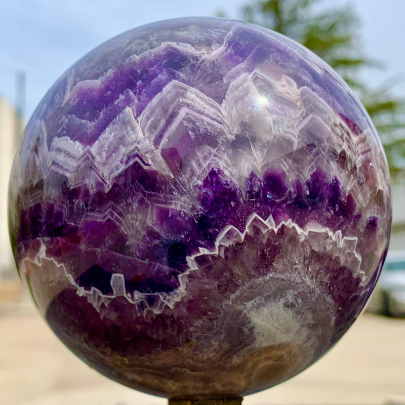 2.39LB Natural beautiful Dream Amethyst Quartz Crystal Sphere Ball Healing