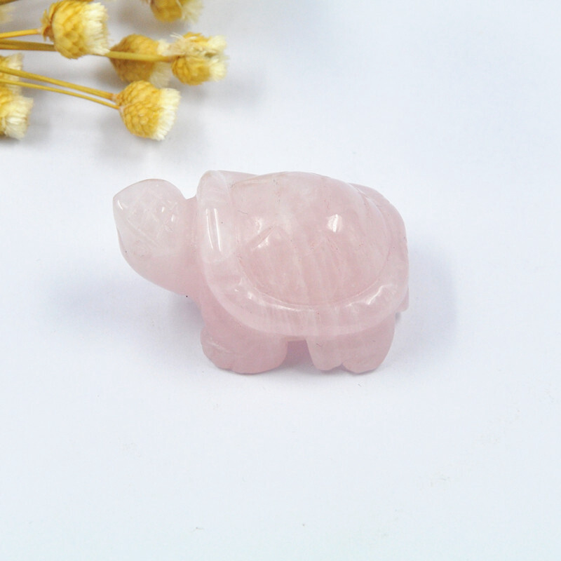 10x Natural Rose Quartz Carved Longevity Tortoise Crystal Animal Turtle Ornament