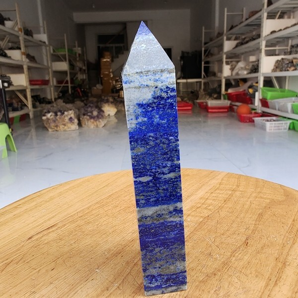 280g Natural Rock Lapis Lazuli Quartz Crystal Stone Point Healing Wand Obelisk