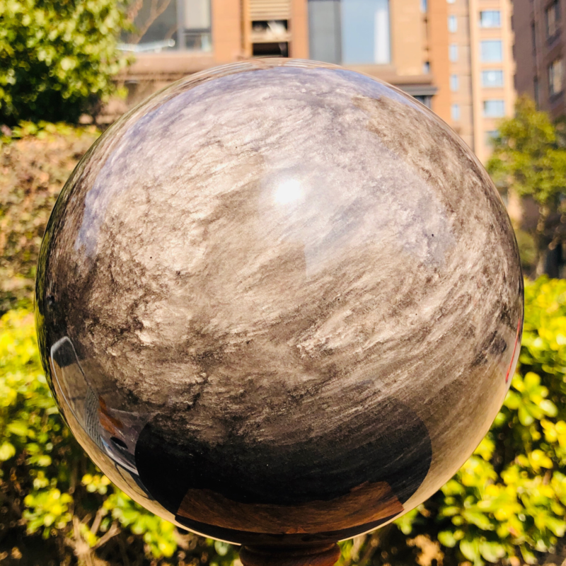 11.35LB Natural Silver Obsidian Quartz Crystal Ball Sphere Healing HH302