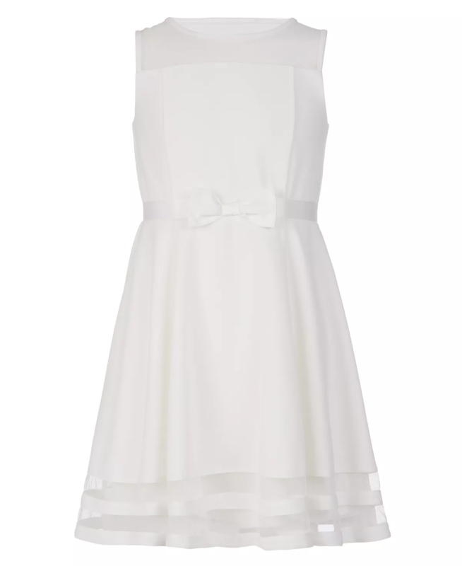 CALVIN KLEIN Big Girls Illusion Mesh Bow Front Dress - Size 12
