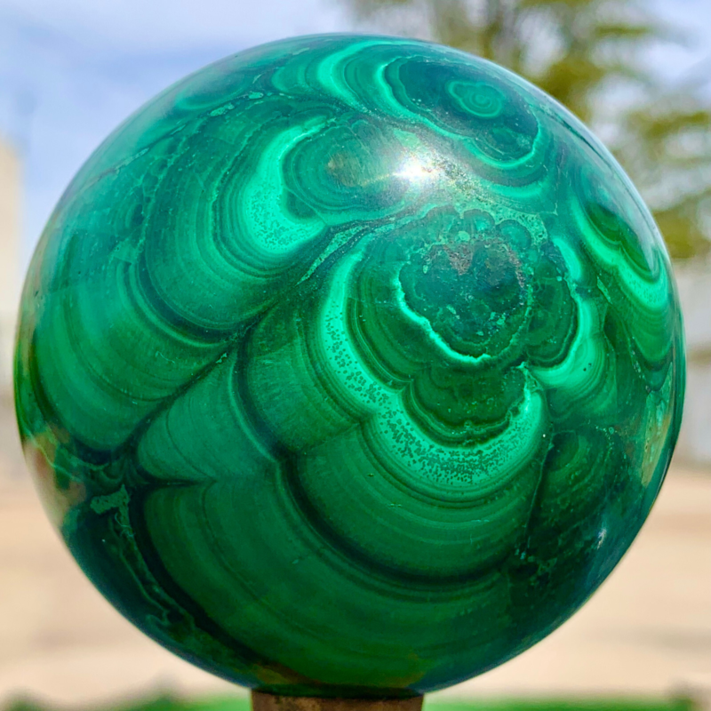 1.34LB Natural malachite egg quartzcrystal energy ball reiki healing