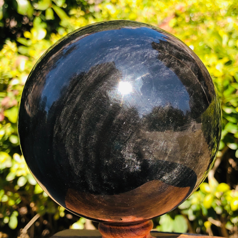 3.05LB TOP Natural Silver Obsidian Sphere Crystal quartz Ball Healing 798