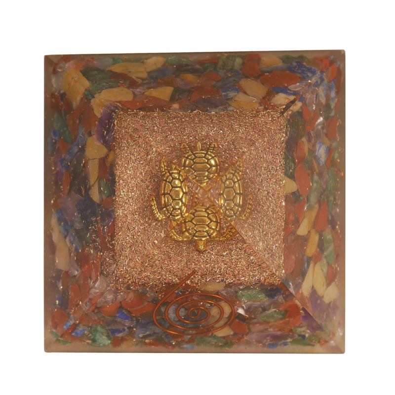 Turtle 7 Chakra Orgone Pyramid Energy Generator Orgonite Pyramid Free Shipping