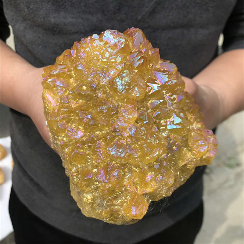 1.25kg Electroplate Rainbow cluster quartz crystal mineral specimen reiki healin