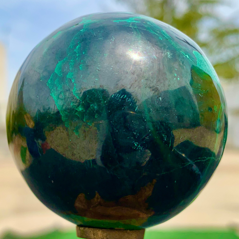 360G Natural malachite egg quartzcrystal energy ball reiki healing