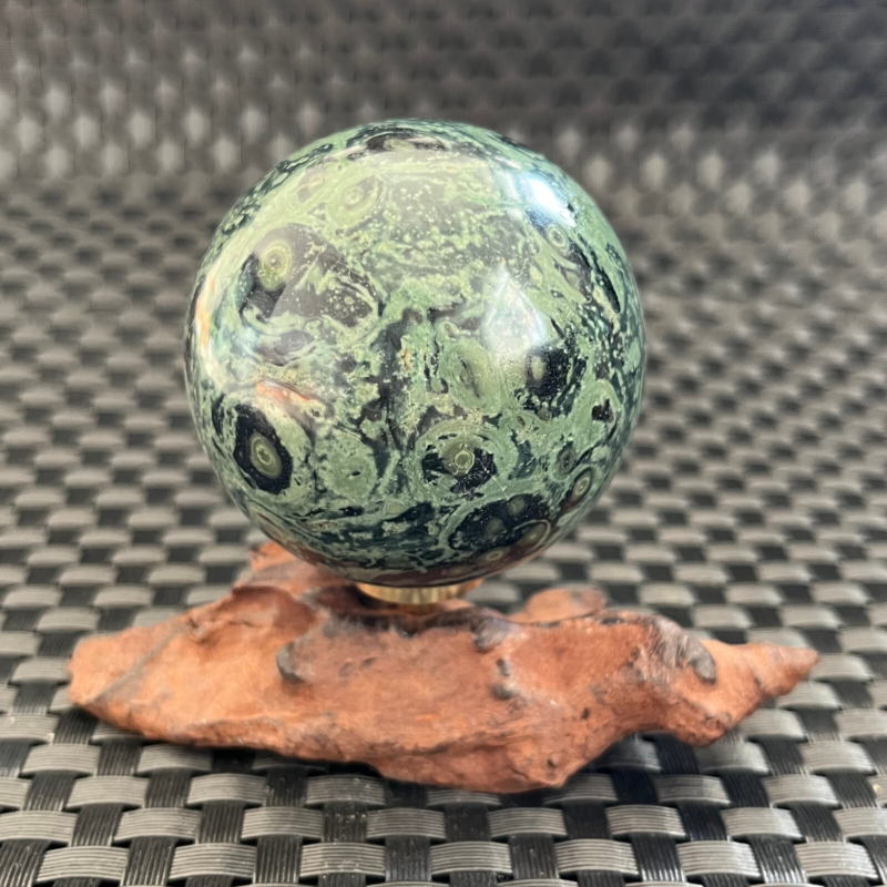 238G Natural Peacock's eye Crystal Polishing Stone ball Healing+Stand