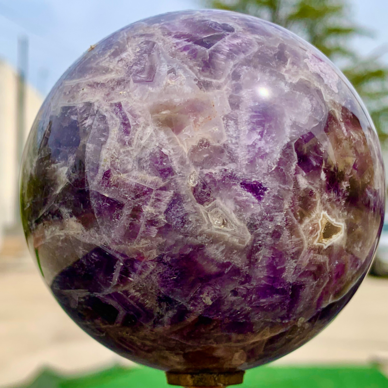 1.76LB Natural beautiful Dream Amethyst Quartz Crystal Sphere Ball Healing
