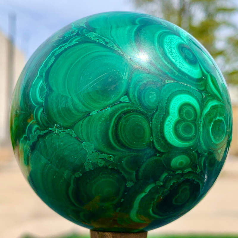 1.34LB Natural malachite egg quartzcrystal energy ball reiki healing