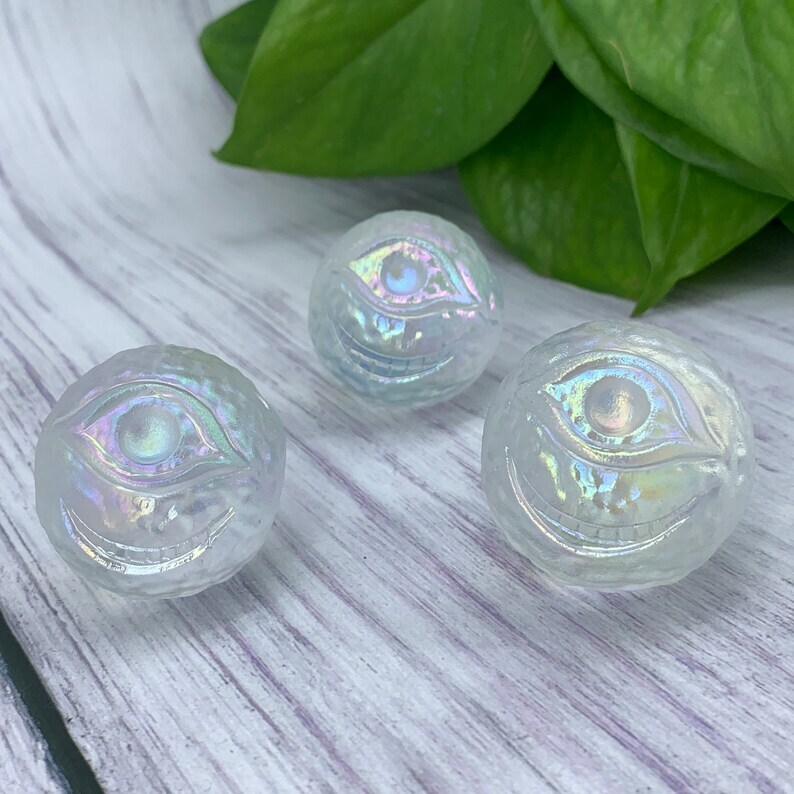 1pc Titanium Rainbow Melting stone ball Eye Ball Hand Carved Collection Heal
