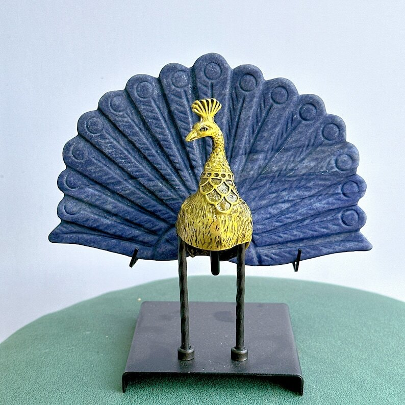 Variety of Materials Available Crystal Peacock Tails With Stand Reiki Heal