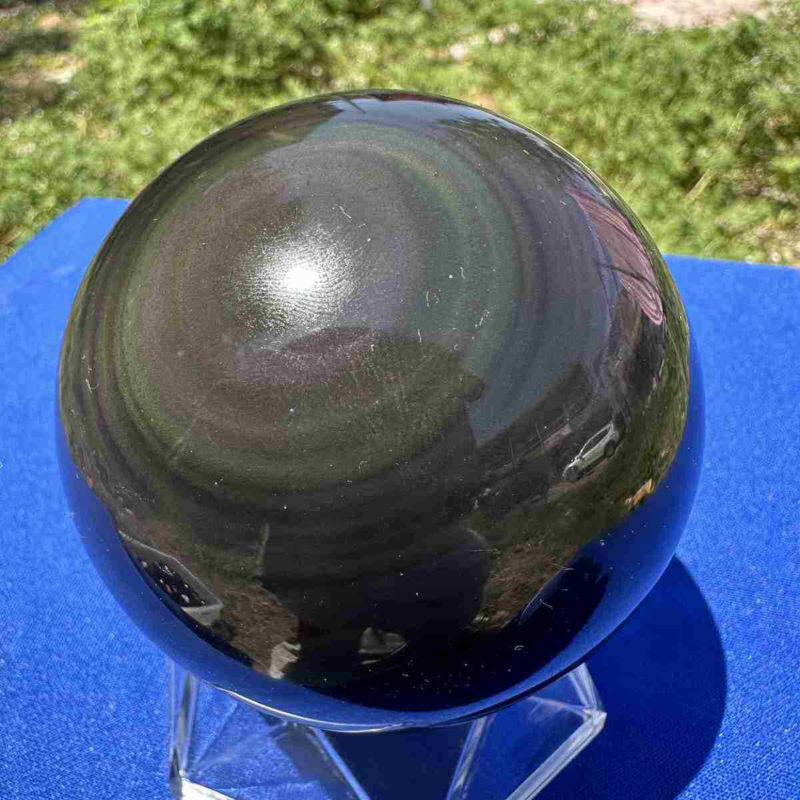 520g natural rainbow obsidian sphere cat's eye quartz crystal ball healing