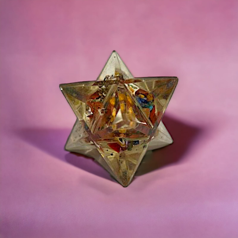 Multi Chakra Orgonite Star Markaba Healing Crystal Geometry 1-2 Inches Markawa