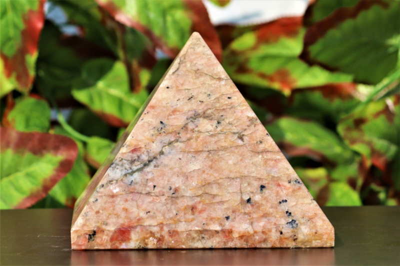 Natural 17.5CM Orange Sunstone Meditation Spirit Aura Chakra Energy Pyramid