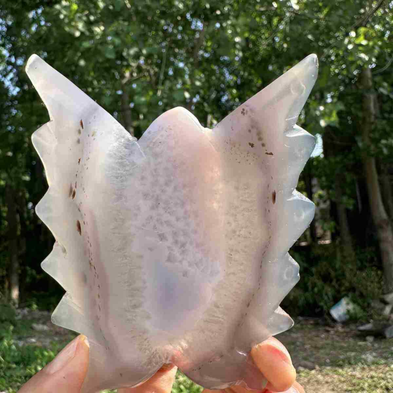 140g natural agate hand carved butterfly skull quartz crystal cluster reiki