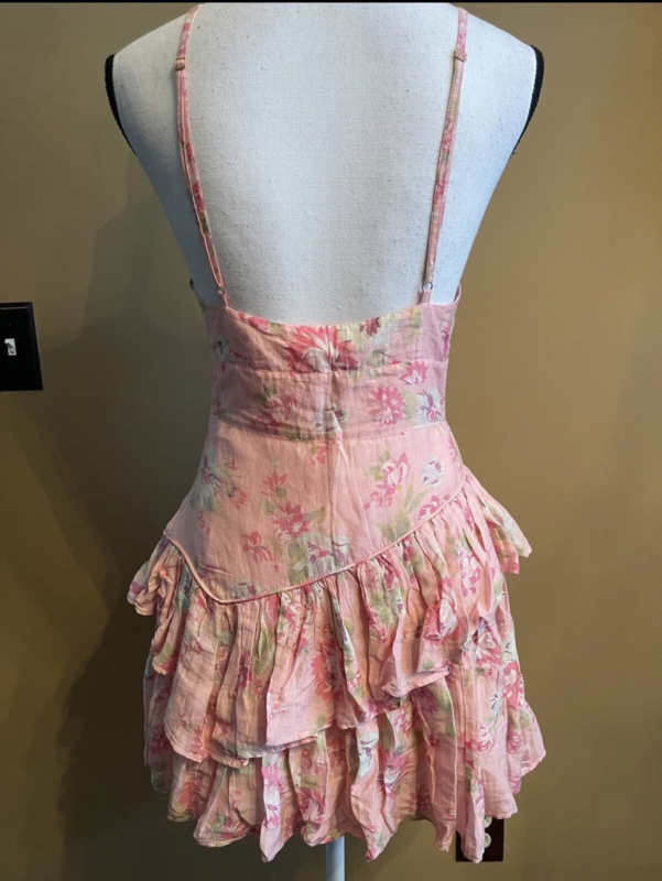 LoveShackFancy Marion Floral Tiered Dress Pink Flowers Dress Size 2 NWT