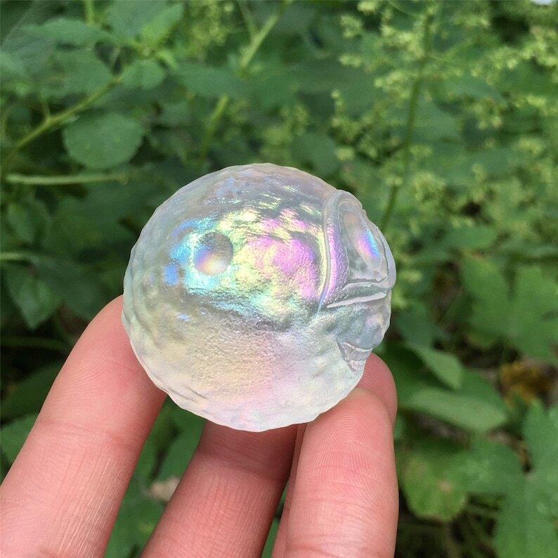 1PC Titanium Rainbow Melting stone ball Quartz Mysterious Eyeball Reiki Heal
