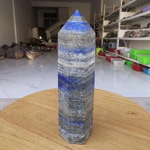 655g Natural Rock Lapis Lazuli Quartz Crystal Stone Point Healing Wand Obelisk