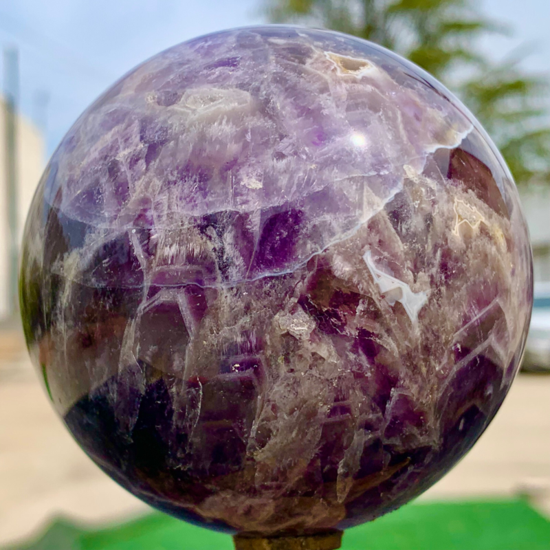 1.76LB Natural beautiful Dream Amethyst Quartz Crystal Sphere Ball Healing
