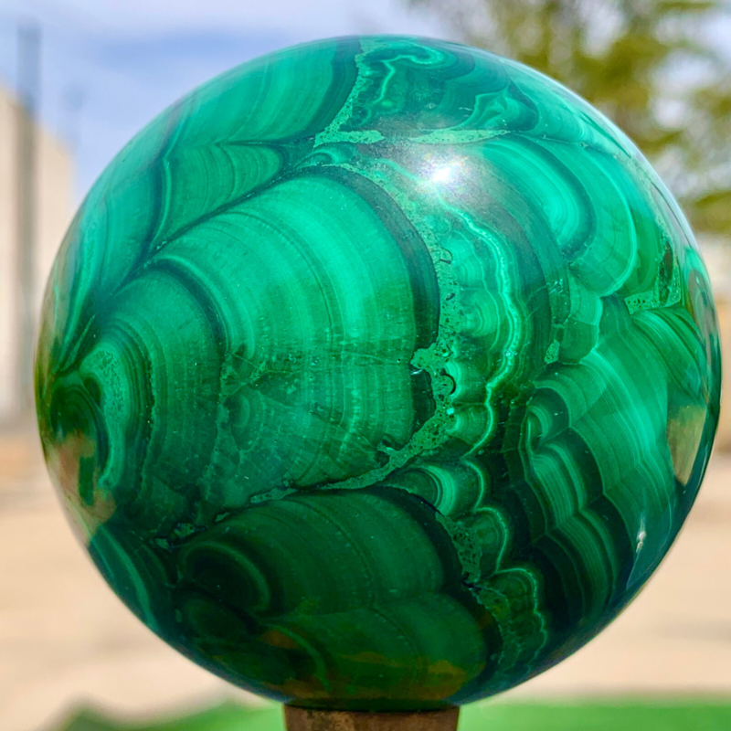 1.34LB Natural malachite egg quartzcrystal energy ball reiki healing