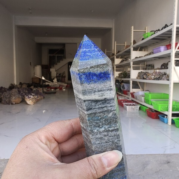 670g Natural Rock Lapis Lazuli Quartz Crystal Stone Point Healing Wand Obelisk