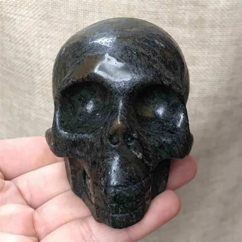 0.49Kg Natural black jade quartz skull carved Quartz Crystal skull Healing