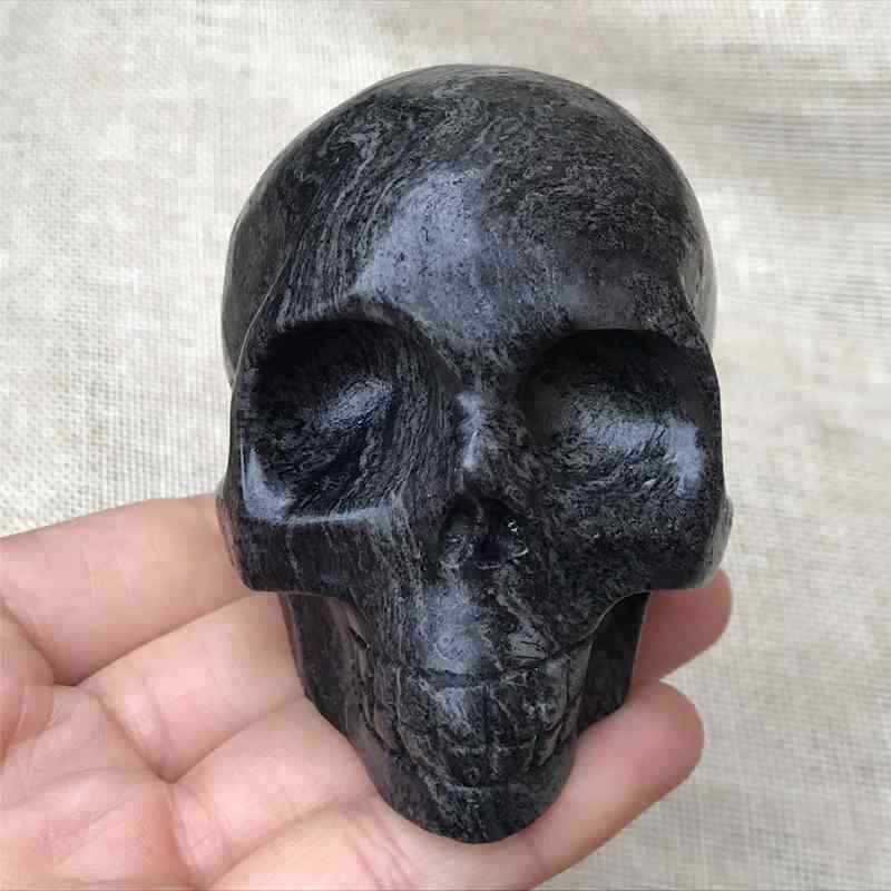 0.43Kg Natural black jade quartz skull carved Quartz Crystal skull Healing