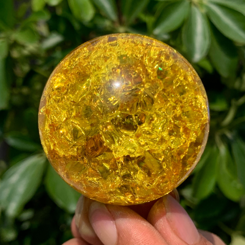 165G Natural Titanium Rainbow Quartz sphere Crystal ball Healing