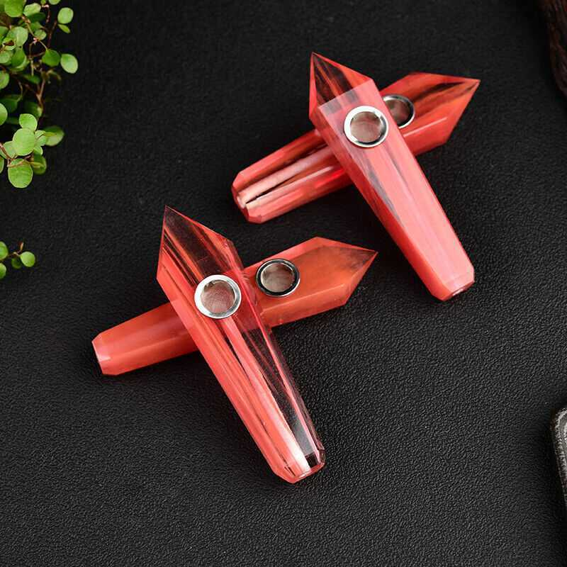 Natural Red Melting Stone Smoking Pipes Quartz Crystal Point Wand Reiki Obelisk