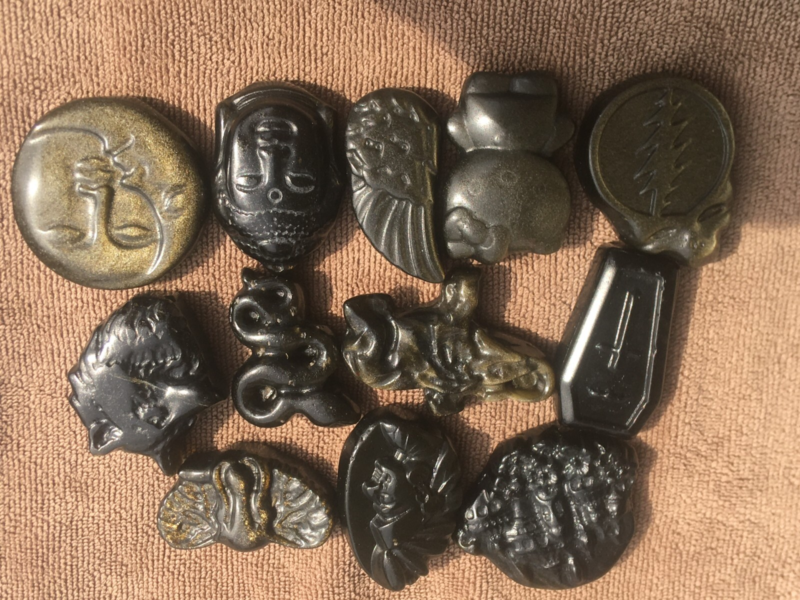 10pc Natural mix gold obsidian Quartz hand Carved skull crystal Reiki healing