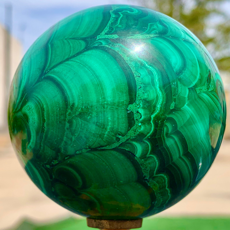 1.34LB Natural malachite egg quartzcrystal energy ball reiki healing