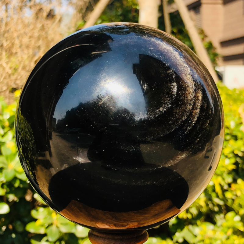 4.15LB Natural Silver Black Obsidian Sphere Quartz Crystal Ball Healing