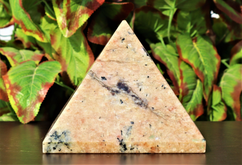 Natural 17.5CM Orange Sunstone Meditation Spirit Aura Chakra Energy Pyramid