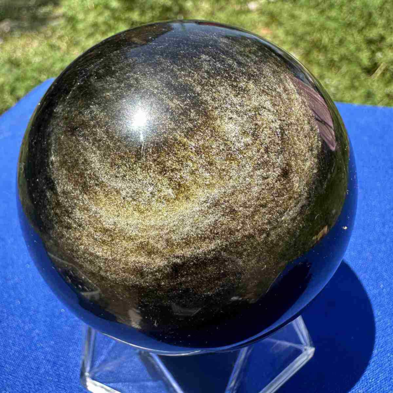 460g natural Gold obsidian sphere quartz crystal polished ball healingg550